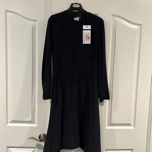 Navy max Mara sport bias cut dress with zipper